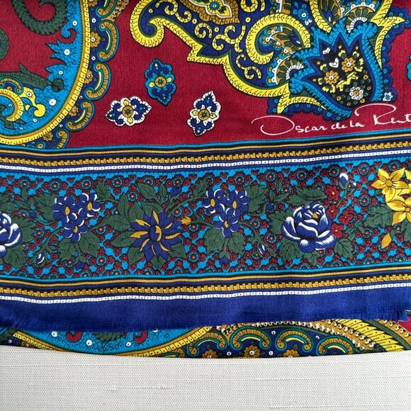 Oscar de la Renta Paisley Scarf NWT - Picture 2 of 10